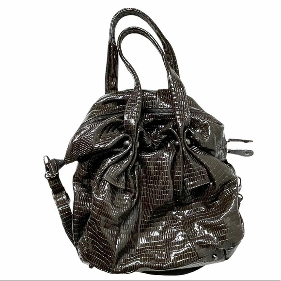 Arcadia | Dark Brown Embossed Snakeskin Bag - Picture 2 of 8